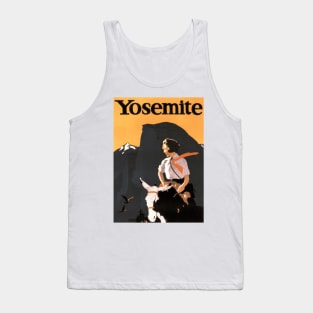 Yosemite - Young Woman Riding a Donkey- Vintage Travel Poster Design Tank Top